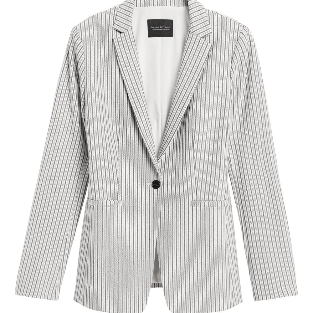 Banana Republic Pinstripe Blazer NWT White Stripe 6 Long and Lean